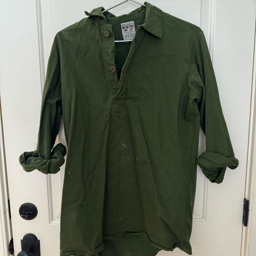 Military Green 3/4 Button Down